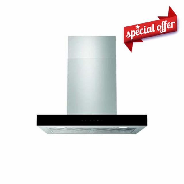 Cookology Essentials AEHBOX60SS Extractor Hood 60cm - T- Shaped Box Cooker Hood Wall Mounted - 3 Speeds - 647 m3/hr Air Flow - 2 LED Lights - Energy Rating A - 2 Grease Filters - Stainless Steel