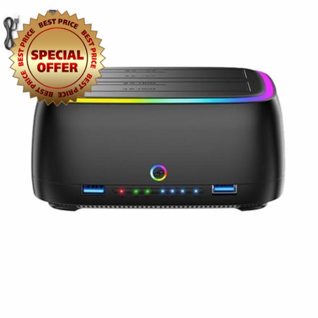 7 IN 1 Dual-bay Hard Drive Station USB3.0 5Gbps SATA HDD Docking Station For 2.5/3.5" HDD/SSD Enclosure Offline Card TF/SD Clone Drive Reader Dock To External To Hard Hard External Ssd Hard Re