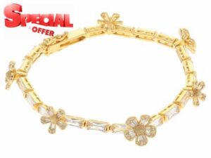 Kate Spade New York Fleurette Tennis Bracelet (Clear/Gold.)