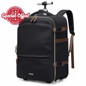 GOLF SUPAGS Rolling Backpack for Women 17 Inch Convertible Travel Laptop Backpack with Wheels