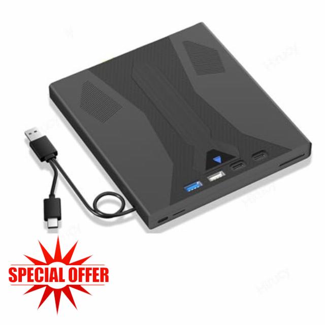 External Optical Blu Ray Drive Optical Blu Ray Drive Support 100G Disc USB 3.0 and Type-C DVD/CD/BD Player for PC Laptop Desktop 3D Optical Bluray Drive