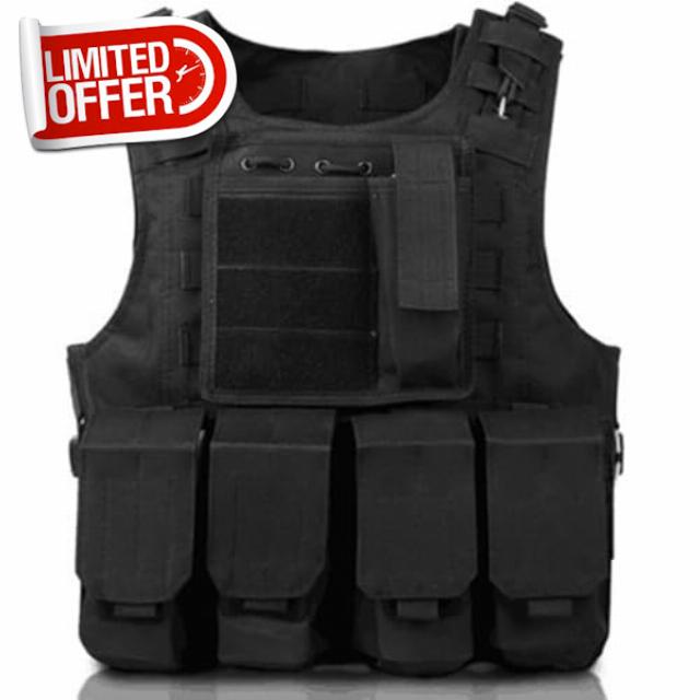 Security Vest Adjustable Airsoft Vest Lightweight Paintball Quick Release Plate Carrier Comfort Police Multifunctional Outdoor for Train Game Paintball Airsof