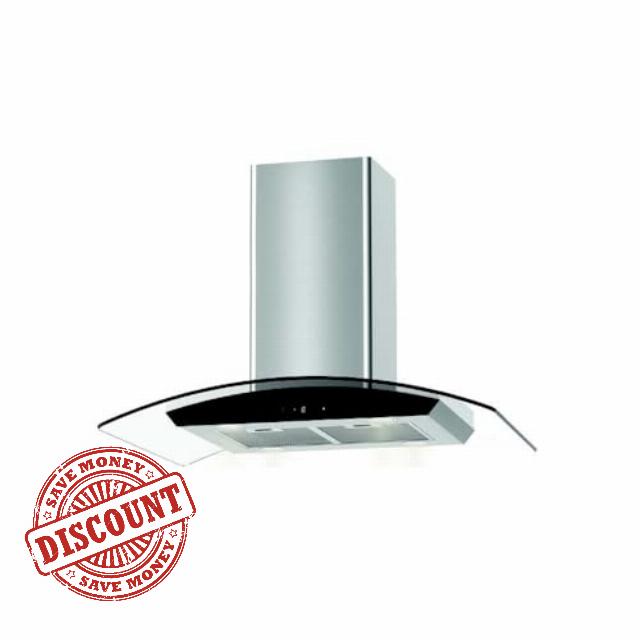 Cookology Essentials AEHISL90SS Island Extractor Hood 90cm - Curved Glass Range Hood - 3 Speeds - 473 m3/hr Air Flow - 4 LED Lights - Energy Rating A - 2 Grease Filters - Stainless Steel