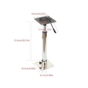 Adjustable Height 55-75cm 360° Rotating Pneumatic Sturdy Stainless Steel Boat Seat Base for Yachts Boats Pontoons RV Lounges Meeting Rooms