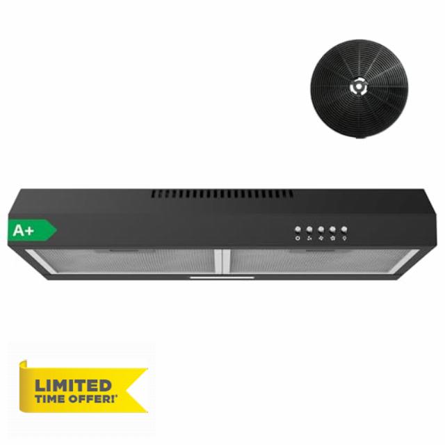 FIREGAS 60cm Black Extractor Hood - Brushless Motor