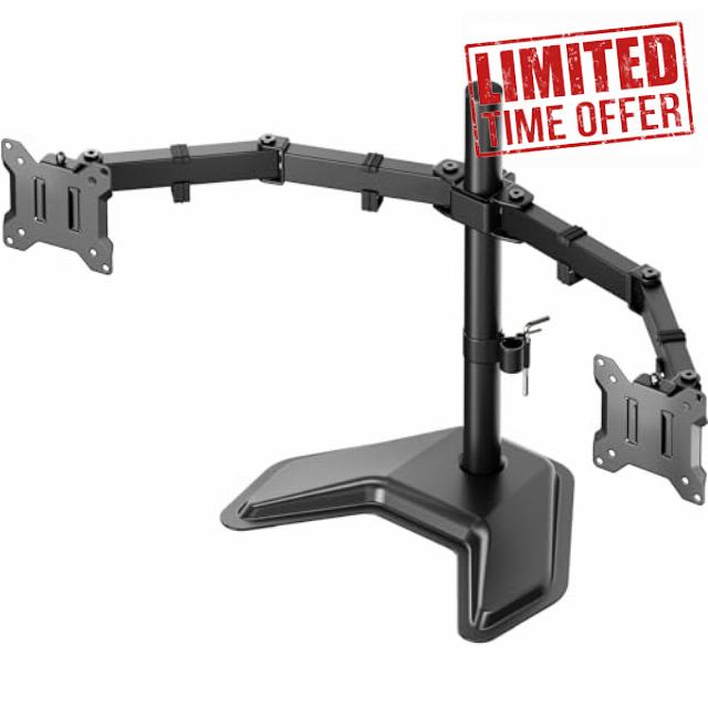 monTEK Stable Freestanding Dual Monitor Stand for 17–32” Computer Screens