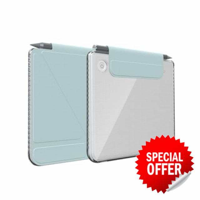 TUDIA M-FLIP Detachable Clear Magnetic Case for Kobo Libra Colour (2024) - [Auto Wake/Sleep] Shockproof Slim Transparent Back Magnetic Fold Cover with Stylus Holder (Baby Blue)