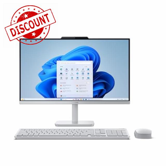 Lenovo A100 All-in-One Desktop PC | 23.8 inch Full HD | Intel N100 | 8 GB RAM | 512 GB SSD | Wi-Fi 6 | Windows 11 Home | Wireless EOS Keyboard and Mouse | Cloud Grey |