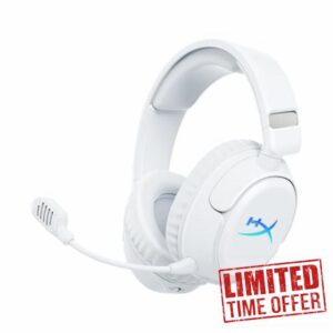 HyperX Cloud Flight 2 – Wireless Gaming Headset | Customizable RGB Lighting with Removable Earcup Plates | Up to 100 Hours of Battery Life | 2.4GHz & Bluetooth | Multi-Platform Compatibility | White