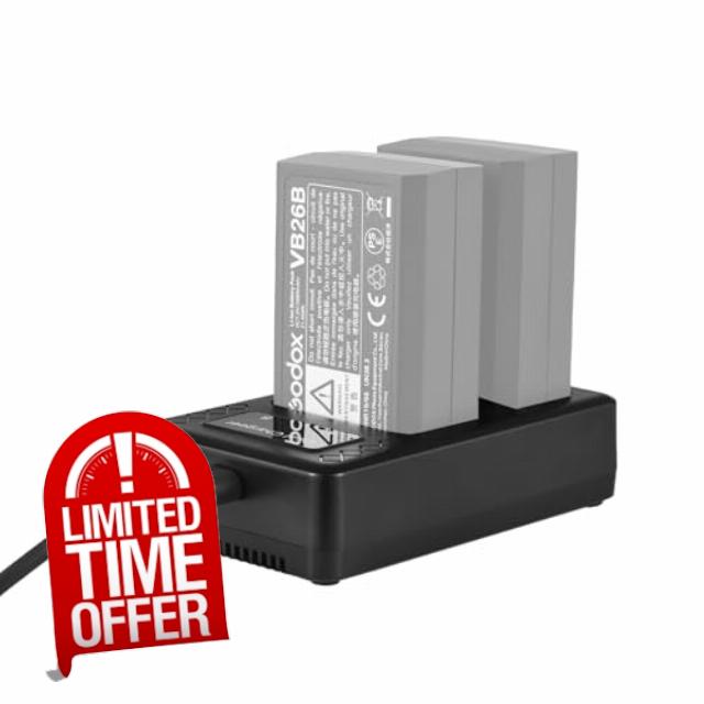 Convenient Battery Charger for V1/V860III Flash Batteries Featuring 2 Slots for Easy Charging At Home or on the Road