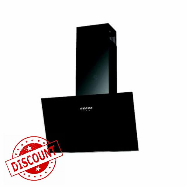 Cookology Essentials AEHANGP60BK Extractor Hood 60cm - Angled Chimney Cooker Hood Wall Mounted - 3 Speeds - 299 m3/hr Air Flow - 2 LED Lights - Energy Rating B - Grease Filter - Black