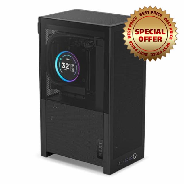 NZXT H2 Flow – Mini-ITX 20.7L High Airflow PC Case – Includes 2 x 120mm Top Fans & PCIe 5.0 Riser Cable – 331mm GPU – 280mm Radiator – Black