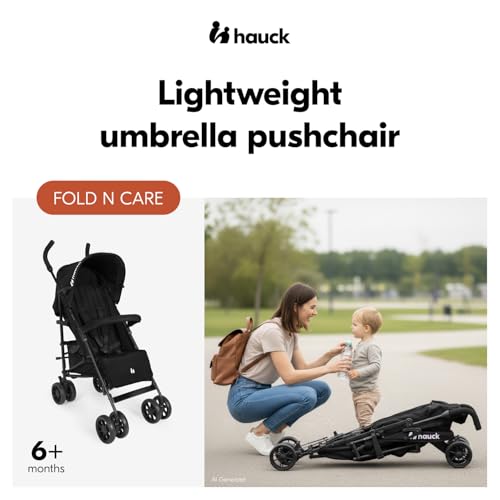 Black - Lightweight Umbrella Pushchair with Raincover from 6 Months to 22 kg