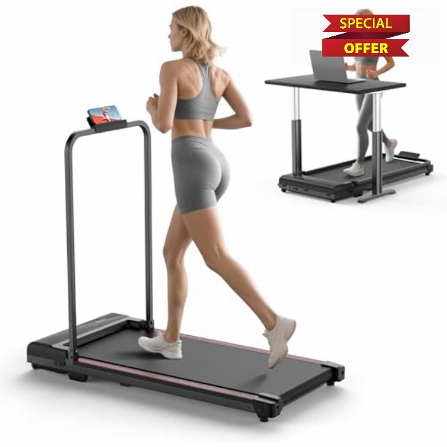 Walking Pad Treadmill for Home - Under Desk Treadmill Foldable Mini Portable Walk Pad Slim Compact Folding Electric Treadmills Machine for Walking and Running with Remote Control Adjustment Rosmamos