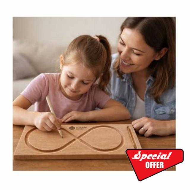 Lazy 8 Wooden Tracing Board for Kids | Sensory Handwriting & Fine Motor Skill Toy | Dysgraphia & SEN Support | Montessori Learning | CE EN71 I Bilateral Coordination & Writing Fluency Tool