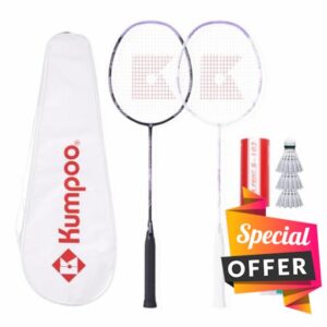 Badminton Racket Set with 2 Carbon Shaft Rackets