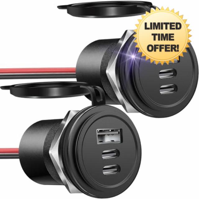 12V USB C Socket Campervan USB Outlet All Aluminum