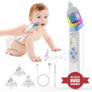Nasal Aspirator Baby with Soothing Music & Light - Electric Rechargeable Nose Suckers Cleaner for Toddler and Children