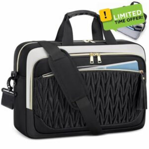 RAINSMORE 17.3 Inch Laptop Bag for Women Work Bag Large Briefcase Messenger Bags Tassel Design Teacher Tote Bag for Business Office Travel College