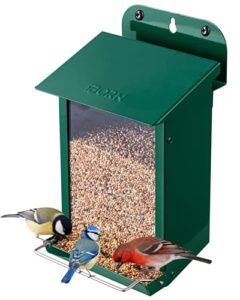Wall Mounted Bird Feeder Weatherproof Metal Roof