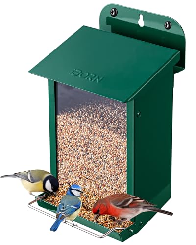Wall Mounted Bird Feeder Weatherproof Metal Roof