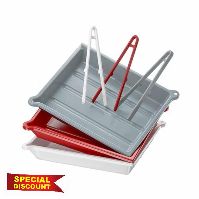 (3 Pack) JJC Darkroom Photo Print Film Developing Tray with Silicone Clip & Drainage Port & Thermometer Slot