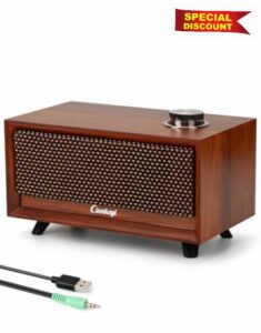 Wooden PC Soundbar Computer Speakers –PC Speakers USB Powered | PC| Line-In | Bluetooth 3 Modes