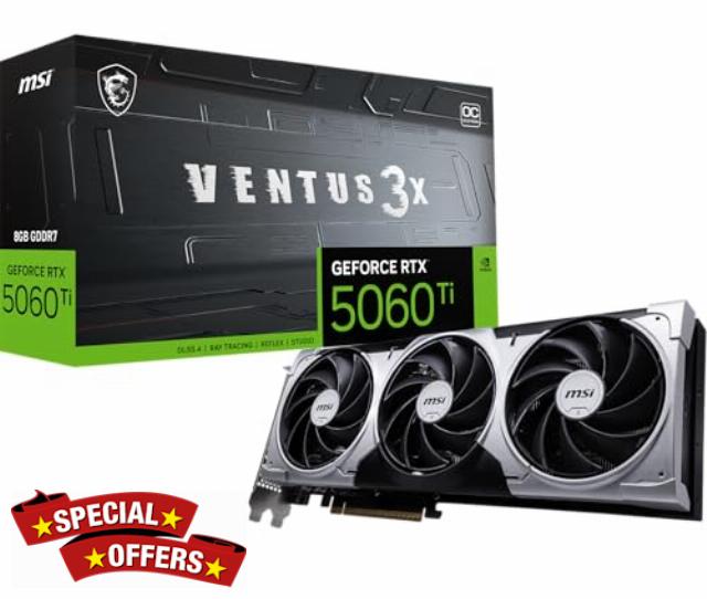 MSI Gaming RTX 5060 Ti 8G Ventus 3X OC Graphics Card (8GB GDDR7