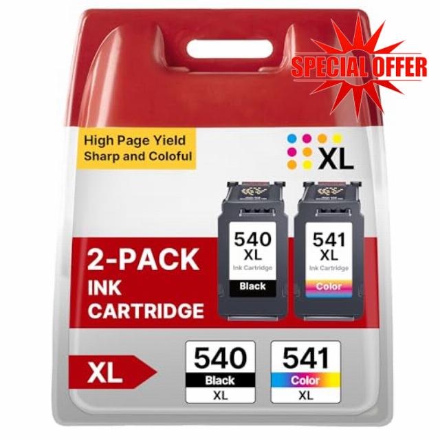 PG540/CL541XL Ink Cartridges Compatible for Canon PG540/CL541 XL Ink Cartridges for PIXMA MG2150 MG2250 MG3150 MG3250 MG3550 MG3650 MG3650S MG4150 MX535 MX375 MX395 MX435 printers (2-Pack)
