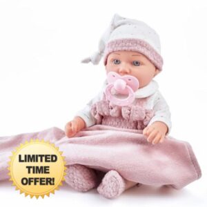 Enjoyin 12 Inch Baby Doll Playset for Toddlers Girl - Doll Accessories with Pink Clothes