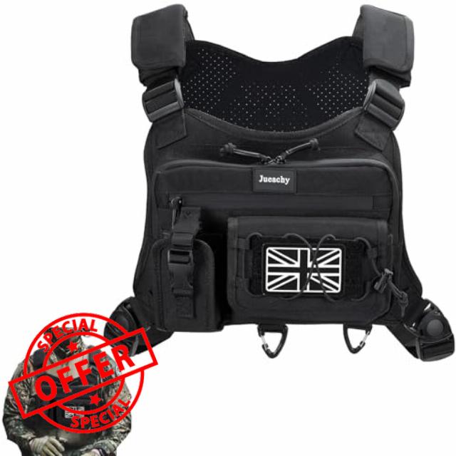 Jueachy Chest Bag For Men: Tactical Running Chest Vest Utility Chest Rig EDC Pouch Pack for Running Hiking Travel