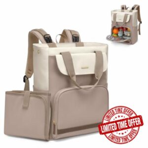 GOLF SUPAGS Diaper Bag Backpack with Portable Changing Pad 25L Baby Bag Insulated lunch box Backpack Fits 17.3" Laptop