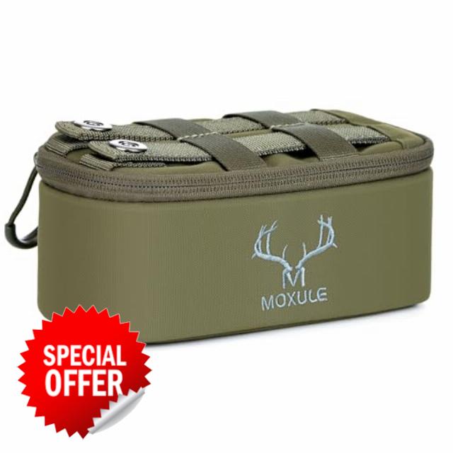 Binocular Harness Bottom Pouch - Zippered Pocket Expandable Water-Resistant Detachable Storage Bag Attachment (Green)