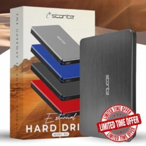 Storite External Hard Drive 500GB USB 3.0 Lightweight Data Backup & Storage Plug And Play Harddisk Portable Gaming Harddrive Memory Extended Hdd For Games Laptop PC Mac Desktop (Grey)