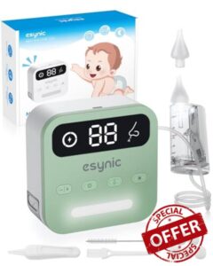 eSynic Professional Electric Nose Aspirator Rechargeable Baby Nasal Aspirator Toddler Nose Sucker Automatic Adults Nose Suction Supports 9 Suction Level&Led Light for Kids Elders etc