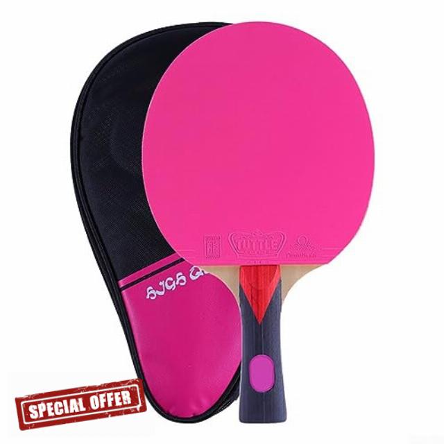 Professional Table Tennis Paddle 7 Ply Wood Bat FL Long Handl Colorful with Case
