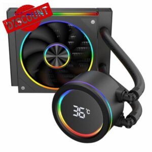 CiT Saturn 120mm AIO CPU Liquid Cooler - 120mm Radiator - 120mm Saturn ARGB PWM Fans - Smart Digital CPU temperature Display - AM5