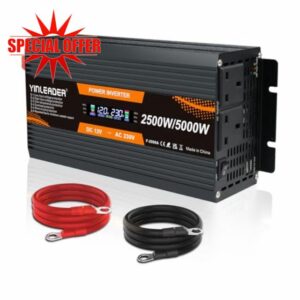 Yinleader Power Inverter 2500W /5000W DC 12V to 240V AC with LCD Display Power Converter with 2 UK Sockets & 2 USB Ports for Car Camping RV Household Truck