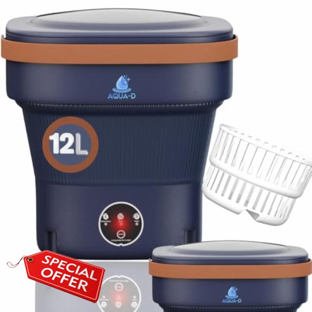 Portable Washing Machine - Mini Washing Machine - Foldable Washer Spin Dryer With Sanitizing Light For Baby Clothes
