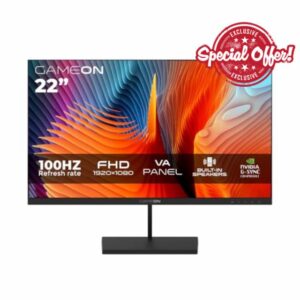 GAMEON 22 Inch FHD Gaming Monitor 1920x1080 Fast VA Display 100Hz Refresh Rate 5ms Response Time Adaptive Sync HDMI 1.4 for PC Console Gaming and Office Use