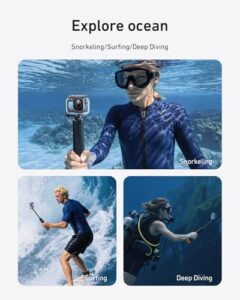 with Anti-Fog Underwater Housing Shell Cage Supports 45M/148FT Deep Diving Scuba Snorkeling with Quick Release Screw