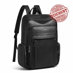 Shrrie Leather Laptop Backpack for Women with 17 inch Vegan Leather Computer Backpack Purse for Travel College Work