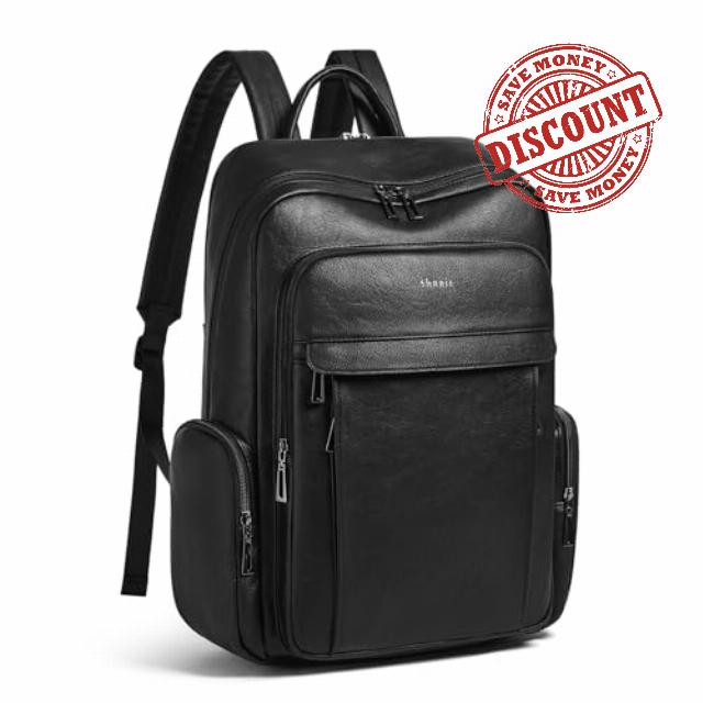 Shrrie Leather Laptop Backpack for Women with 17 inch Vegan Leather Computer Backpack Purse for Travel College Work