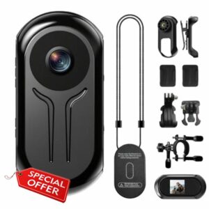Mini Body Camera 1080P HD Portable Vlogging Camera Thumb Action Body Cam Hands-Free POV Camera with Small Wearable Sports Camera for Travel Cycling Pet Work