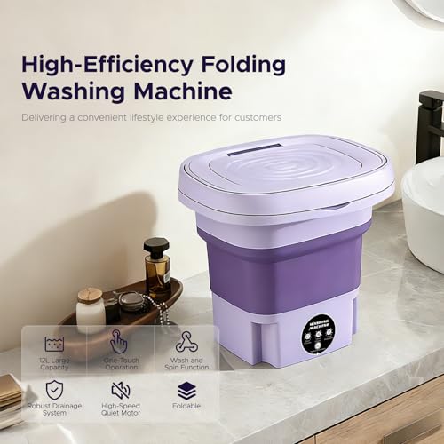 2-in-1 Foldable Mini Machine & Touchscreen One-Button Operation Small Washing Machine for Baby Clothes