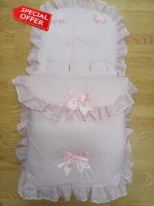 Footmuff Cosytoes Universal fit pram Set Buggy Liner Pushchair Stroller with Bows Colour Pink