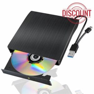 External CD/DVD Drive USB3.0 Type-C Portable Optical Drives for Laptop CD DVD Burner Reader Writer For Windows Linux OS(Black)