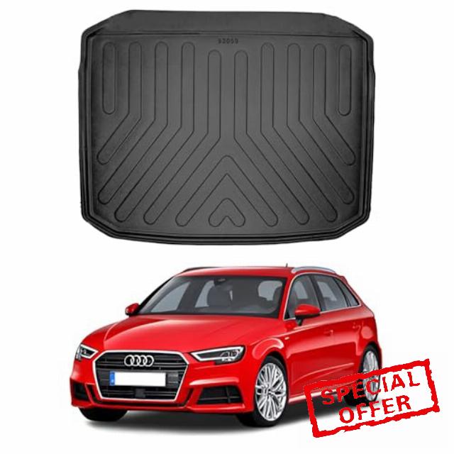 Heavy-Duty Rubber Boot Liner Mat for Audi A3 Hatchback 2013–2020 – Waterproof Non-Slip Vehicle Boot Mat with Raised Edges – Compatible with Audi A3 Hatchback 2013–202