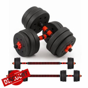 Straame 20KG Adjustable Dumbbell & Barbell Weight Set with Foam-Padded Connector. Free Weights for Home Gym