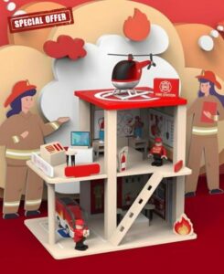 Wooden Fire Station Playset